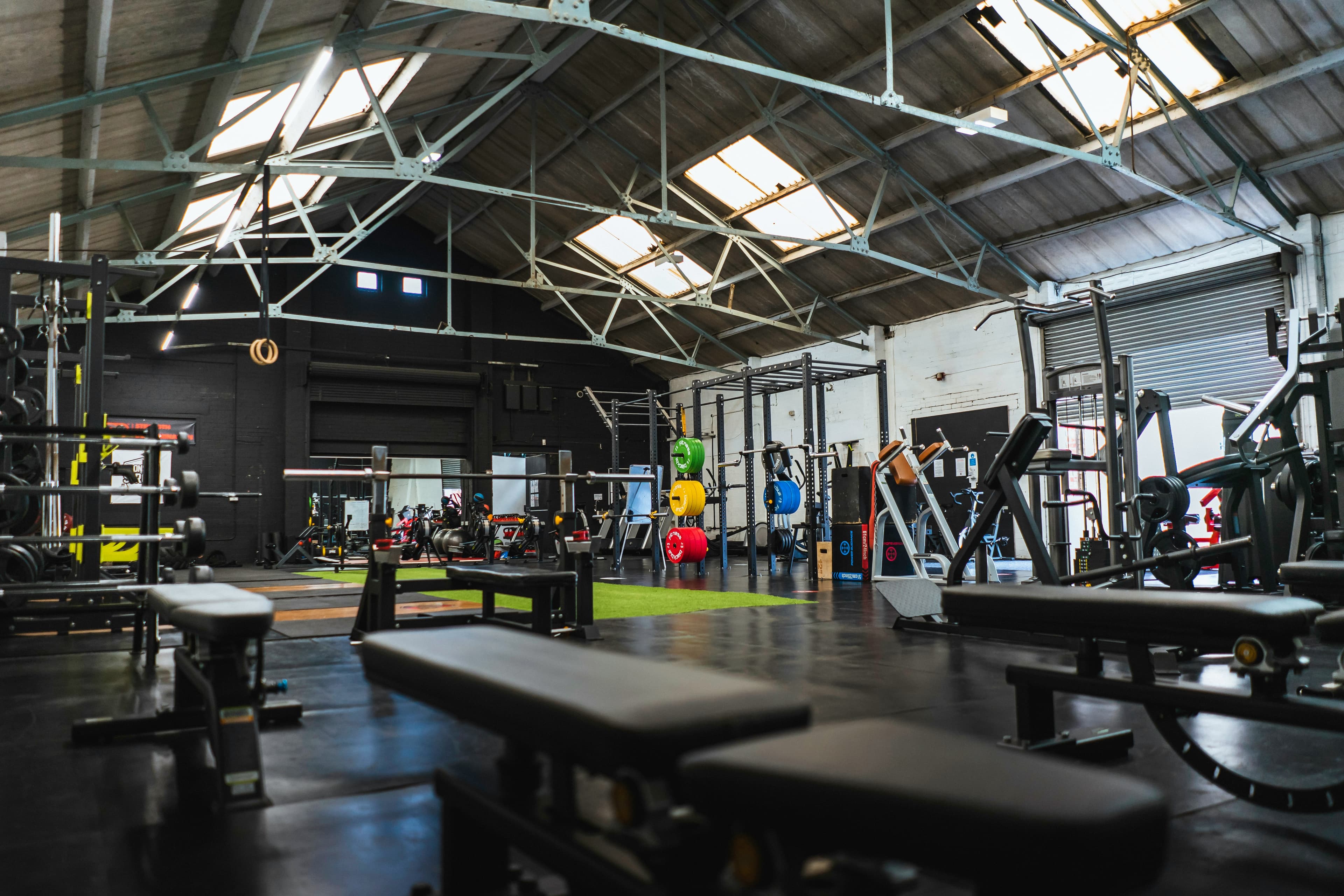 Athletes training together on the gym floor